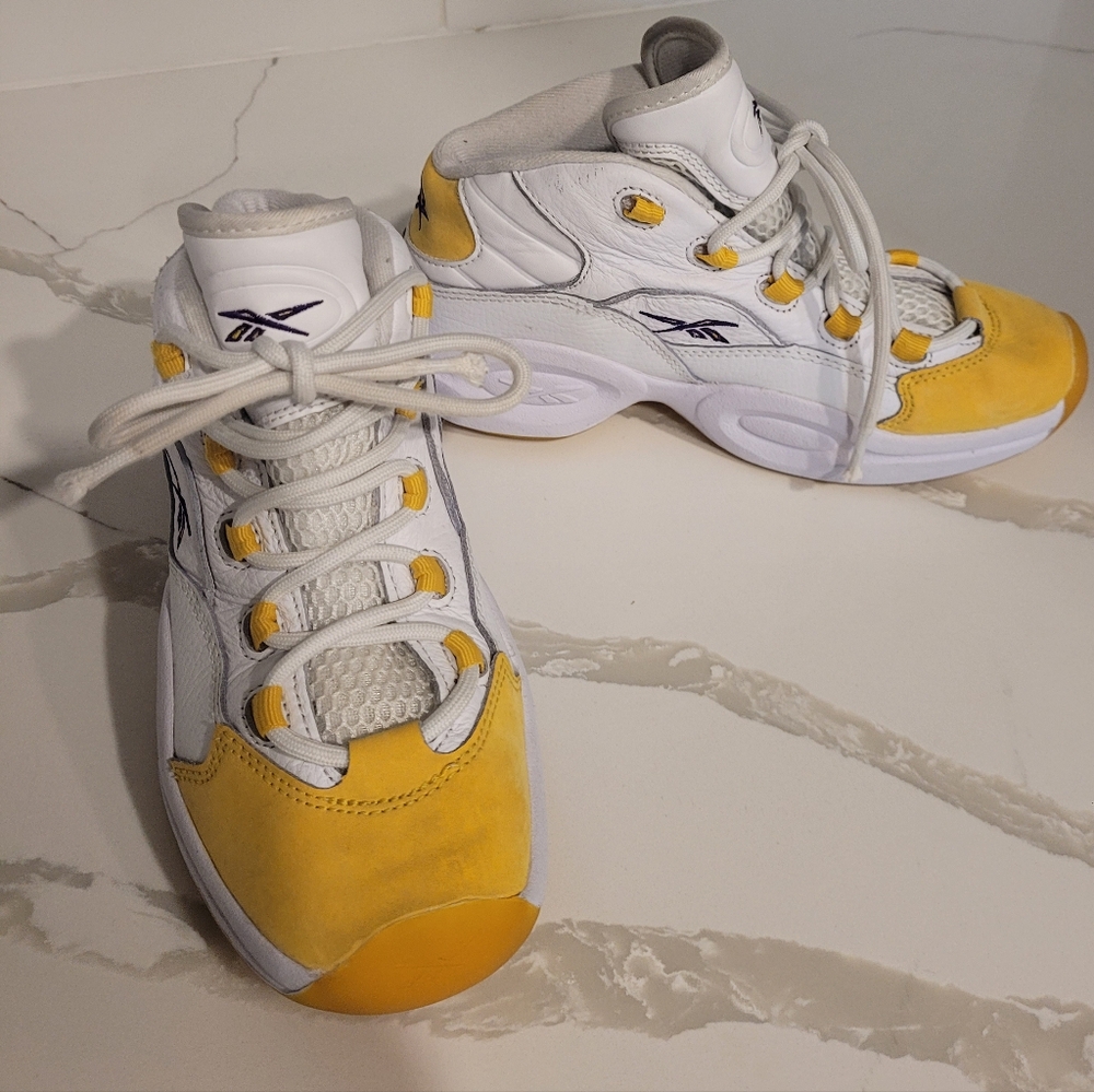 Kids Reebok Question Mid Yellow Toe - Picture 2 of 3